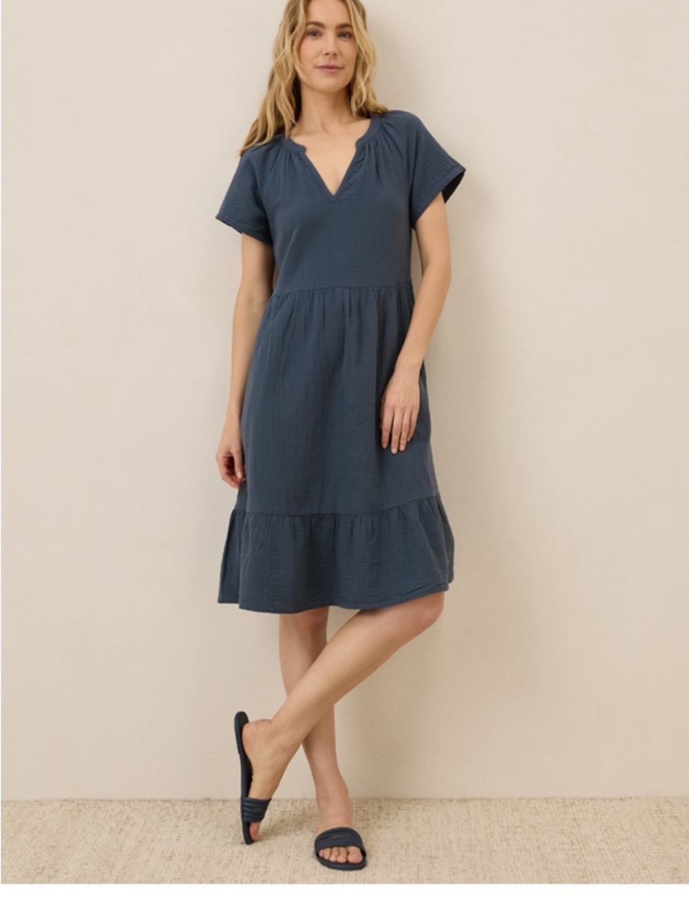 Pact Coastal Double Gauze Dress XS